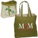 Lime Green Reversible Jute and Cotton Tote Bags Custom