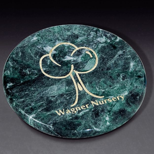 Round Marble Coaster with Custom Imprint.  Marble Paperweight.