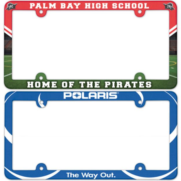 Custom Full Color License Plate Frames in Plastic with your custom full color logo imprinted