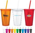 Spirit double walled acrylic tumbler with straw and custom logo