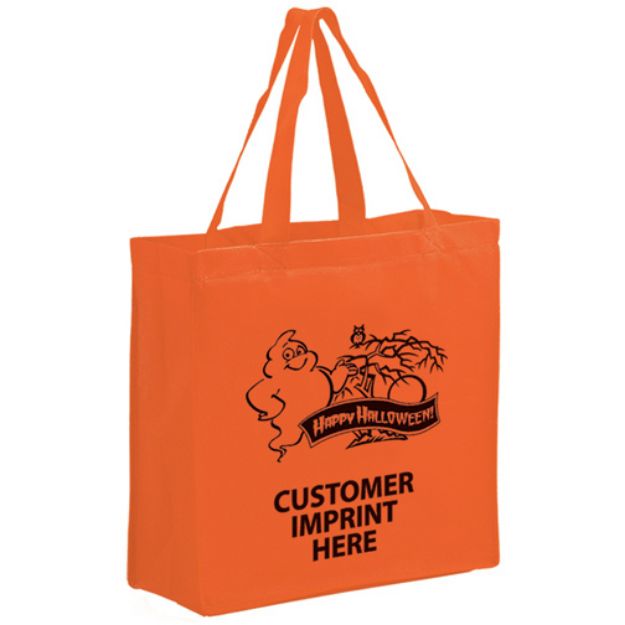 Halloween tote bag in a large size made of eco friendly non woven material with custom imprint