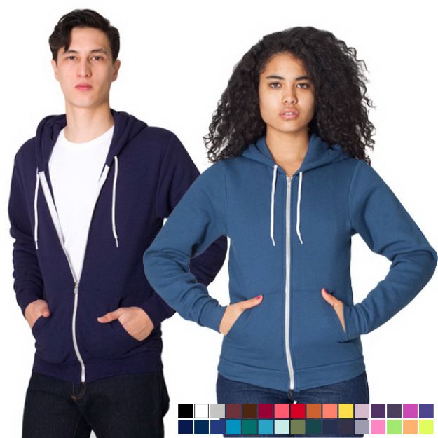 American Apparel Flex Fleece Zip Hoodie with custom logo