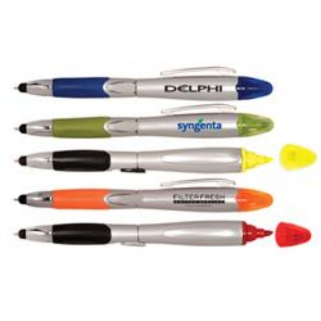 Triple Play Stylus Pen Highlighter custom printed