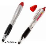 Red Triple Play Stylus Pen Highlighter Promotional