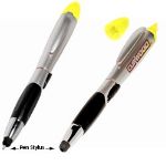 Yellow Triple Play Stylus Pen Highlighter Promotional