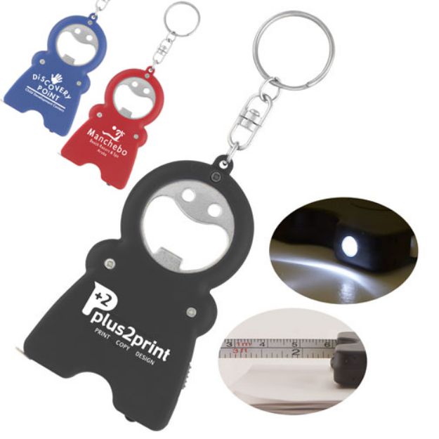 HandyMan Custom Key Light, Tape Measure and Bottle Opener Keychain with custom imprint