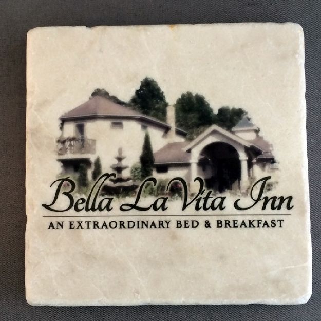 Tumbled Stone Coasters - Italian Botticino Marble with full color imprint