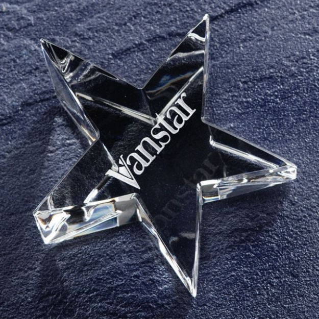 Optic Star Custom Engraved Crystal Paperweight