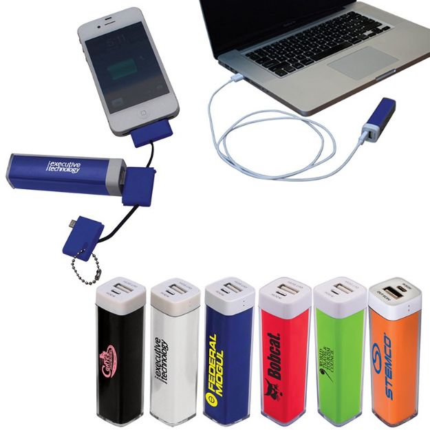 Power Bank Emergency Battery Charger with custom imprint.  A great custom battery charger.