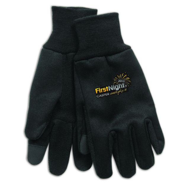 Technology Gloves with touchscreen finger tips and a cusotm full color imprint