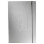Silver custom journal lined by Adco Marketing