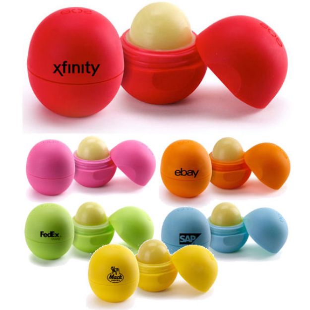 EOS Lip Balm Balls with a custom imprint or logo