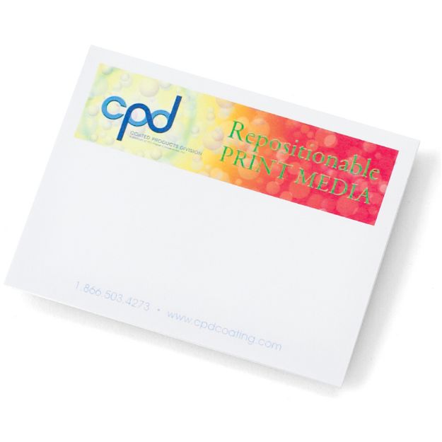 4 x 3 25 sheet custom sticky notes with a full color imprint and made in usa