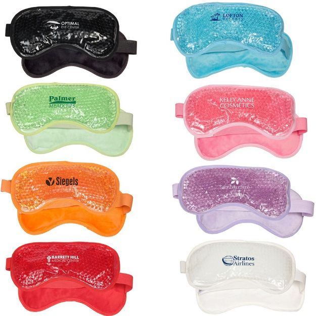 Plush Hot and Cold Gel Aqua Bead Eye Mask with a custom imprint