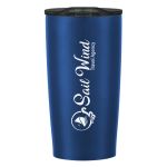 The Himalaya Vacuum Sealed Double Walled Travel Mug in Metallic Blue with Charcoal Lid