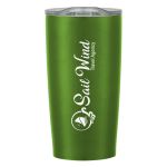 The Himalaya Vacuum Sealed Double Walled Travel Mug in Metallic Green with Clear Lid
