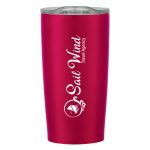 The Himalaya Vacuum Sealed Double Walled Travel Mug in Metallic Magenta with Clear Lid