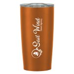 The Himalaya Vacuum Sealed Double Walled Travel Mug in Metallic Orange with Clear Lid