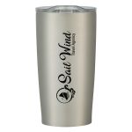 The Himalaya Vacuum Sealed Double Walled Travel Mug in Silver with Clear Lid