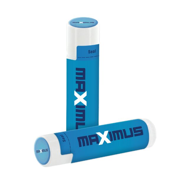 SPF 15 Lip Balm in White Tube and Full Color Dome Lid and custom label