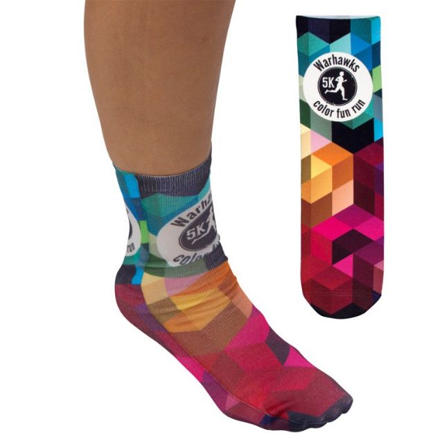 Custom Socks in a crew style with a full color imprint