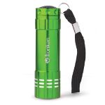 Green Renegade Aluminum Flashlight with 9 LED Bulbs Laser Engraved