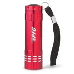Red Renegade Aluminum Flashlight with 9 LED Bulbs Laser Engraved
