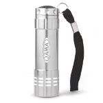 Silver Renegade Aluminum Flashlight with 9 LED Bulbs Laser Engraved