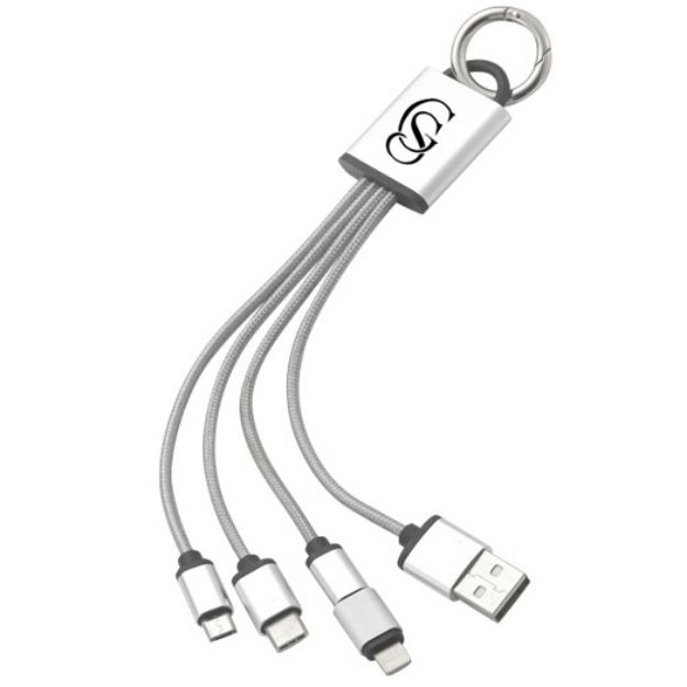 Kinnect4 USB Chargin Cable with Lightning, USB C and Micro USB cables