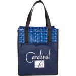 Big Grocery Laminated Non-Woven Tote with Pocket and Custom Imprint - Eco Friendly in Navy by Adco Marketing