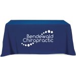 navy blue 6’ promotional economy table cloth open back