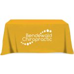 yellow 6’ promotional economy table cloth open back