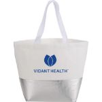 Silver Large Laminated Non-Woven Metallic Tote