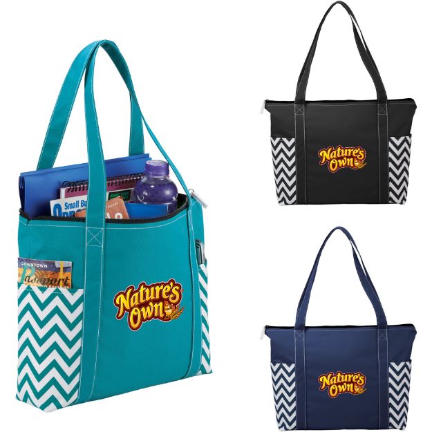 Custom Geometric Zippered Business Tote Bags by Adco Marketing