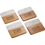 Marble and Bamboo Coaster Set Customized with your Logo by Adco Marketing