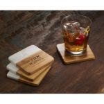 Marble and Bamboo Coaster Set Customized with your Logo by Adco Marketing
