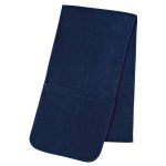 Navy Fleece Scarf With Pockets embroidered with your logo by Adco Marketing