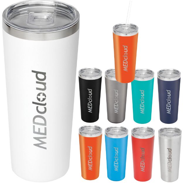 Thor Copper Vacuum Insulated Tumbler 22oz customized with your logo - straw available