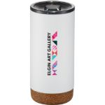 White Valhalla Copper Vacuum Tumbler with Cork 16oz customized with your logo