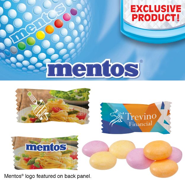 Individually Wrapped Assorted Fruit Mentos customized with your logo