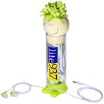 Lime Green MopTopper™ Earbuds with Stand customized with your logo by Adco Marketing