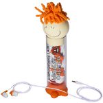 Orange MopTopper™ Earbuds with Stand customized with your logo by Adco Marketing
