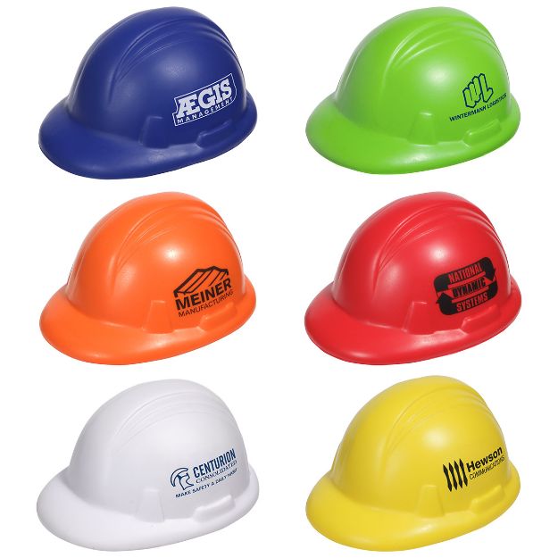 Hard Hat Stress Relievers with Custom Pad Print Logo
