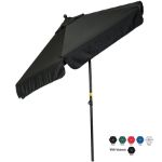 7 Foot Tilting Market Umbrella in Black with Valence