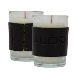 Harper 8 Oz Custom Filled Soy Candle with Debossed Leather Holder & Wood Wicks in Black