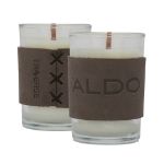 harper 8 Oz Custom Filled Soy Candle with Debossed Leather Holder & Wood Wicks in Slate Gray