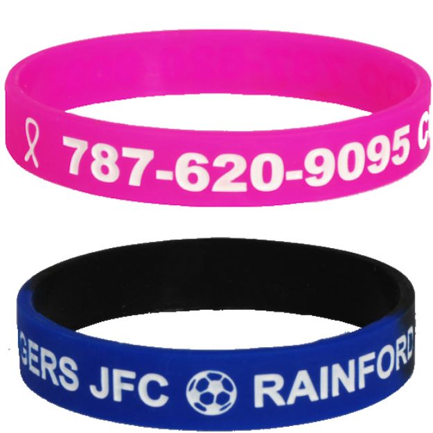 Color Filled Silicone Wristbands Debossed