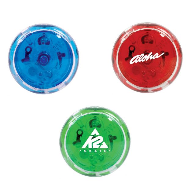 Light Up Yo Yos with custom printed promotional logo and led lights