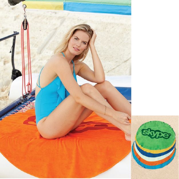 Round Custom Printed Large Beach Towels - Promotional Beach Towel