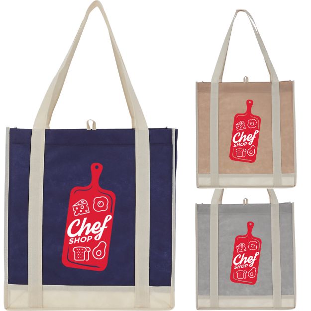 Two-Tone Non-Woven Little Grocery Tote Bag Custom Printed
